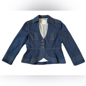 NANNETTE Lepore Blue Twill Blazer Jacket 10